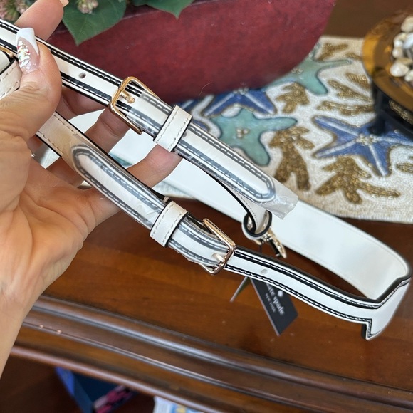 NWT Kate Spade Script Leather Meringue Adjustable Crossbody Guitar Bag Strap - Picture 12 of 14